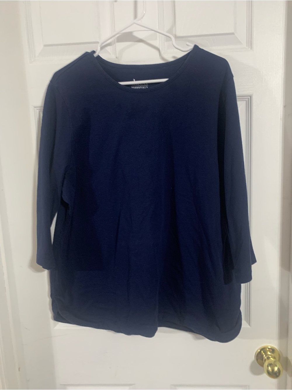 Denim&Co Navy Long Sleeve Crewneck Top